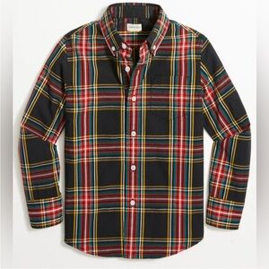 Crewcuts Boys Black Plaid Button Down Shirt Size 12
